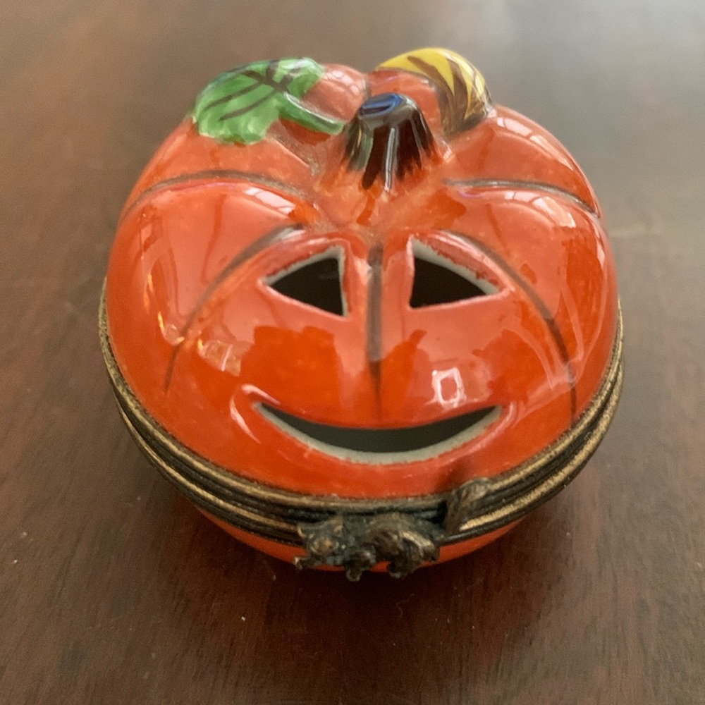 Very Rare Limoges Jack o Lantern Porcelain Box